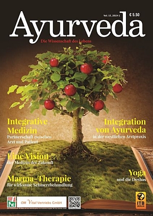 Cover vom internationalen Ayurveda Magazin Vol15-Ausgabe2019-1 Baum mit Äpfeln